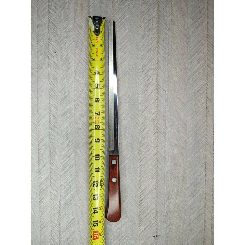 Vintage Robeson Frozen Heat Serrated Slicing Carving Knife Wooden Handle